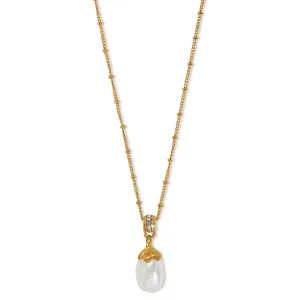 Everbloom Pearl Drop Necklace-Gold