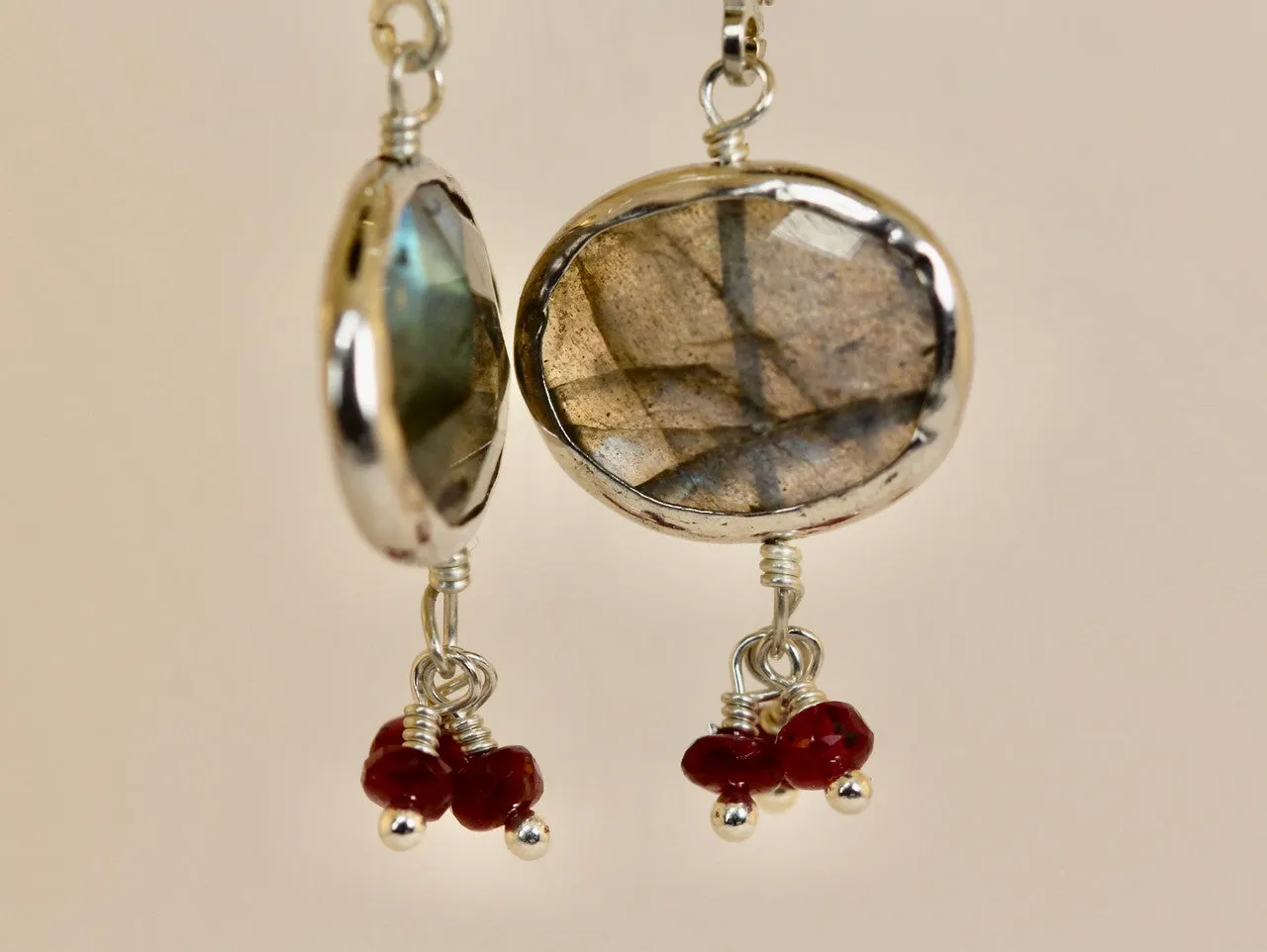 Exquisite Labradorite Gemstone Drop Earring, Very unique labradorite and Ruby Drop Earring, Special Gift For Her
