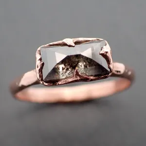 faceted fancy cut salt and pepper diamond solitaire engagement 14k rose gold wedding ring byangeline 3337 Alternative Engagement