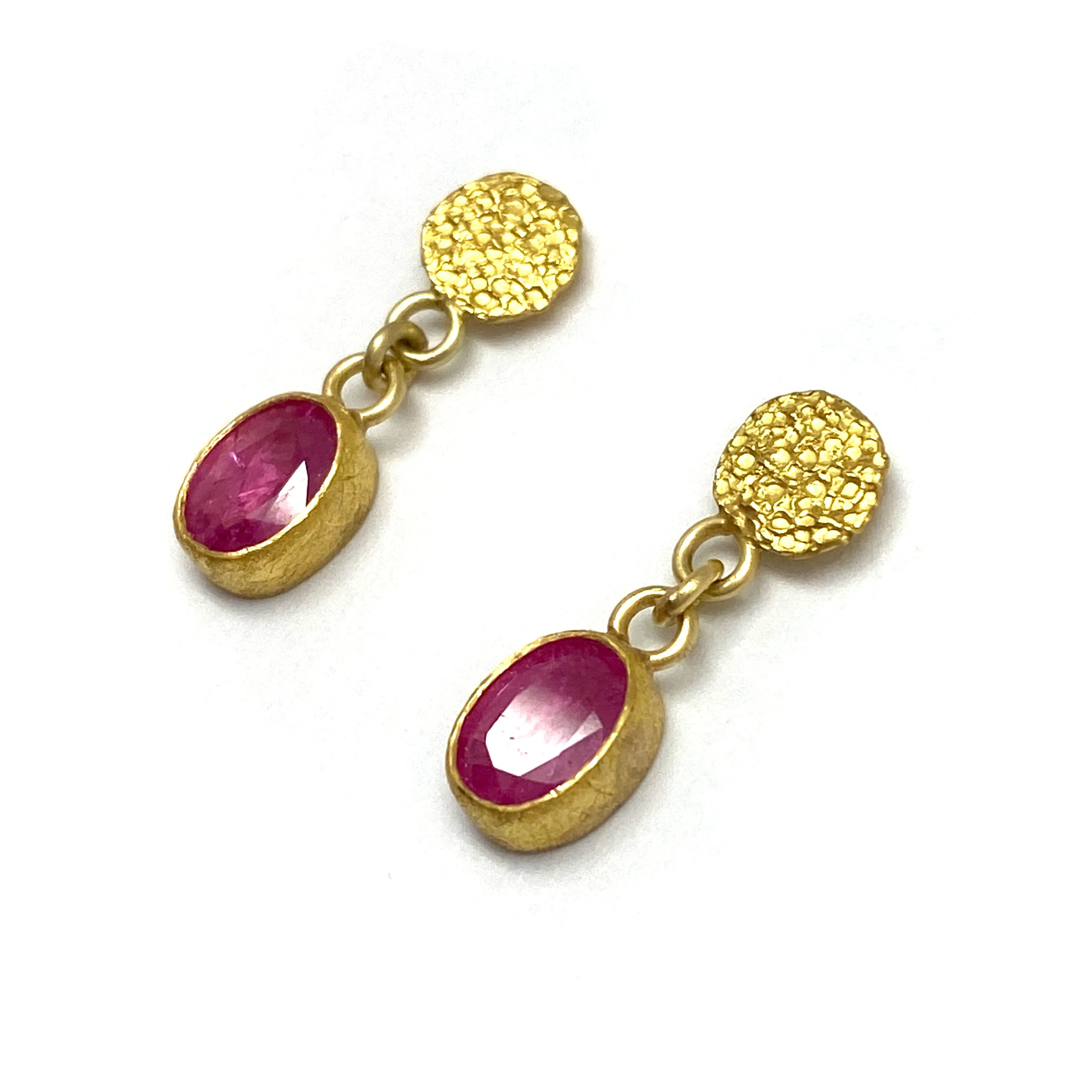 Faceted Ruby Drop Stud Earrings
