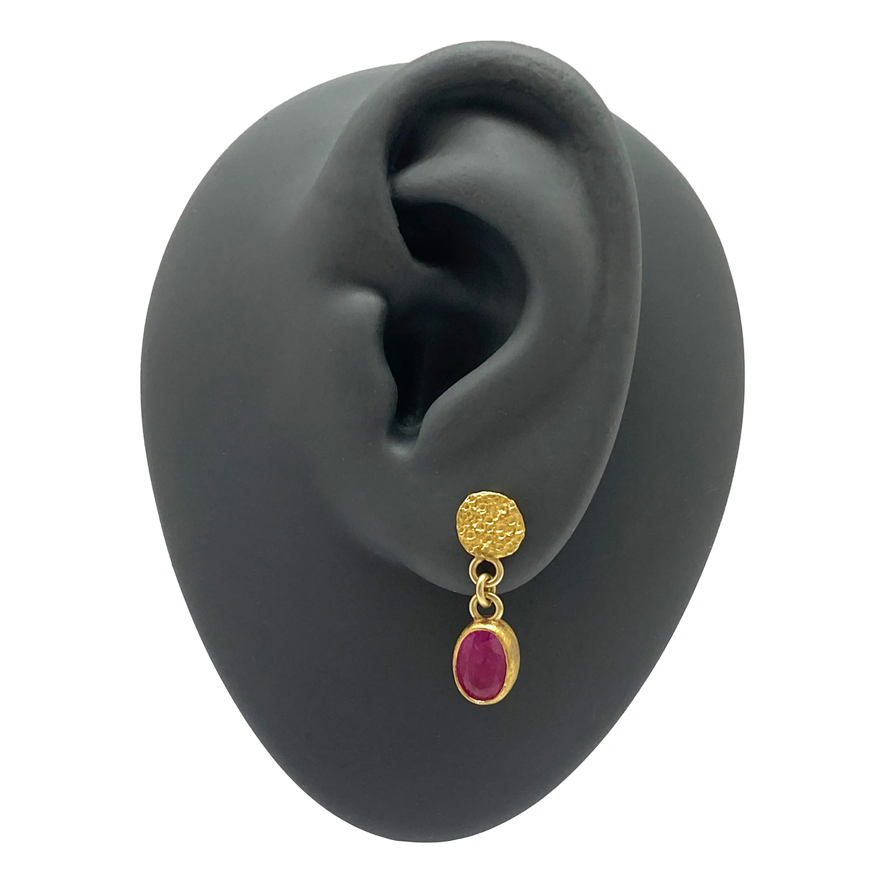 Faceted Ruby Drop Stud Earrings