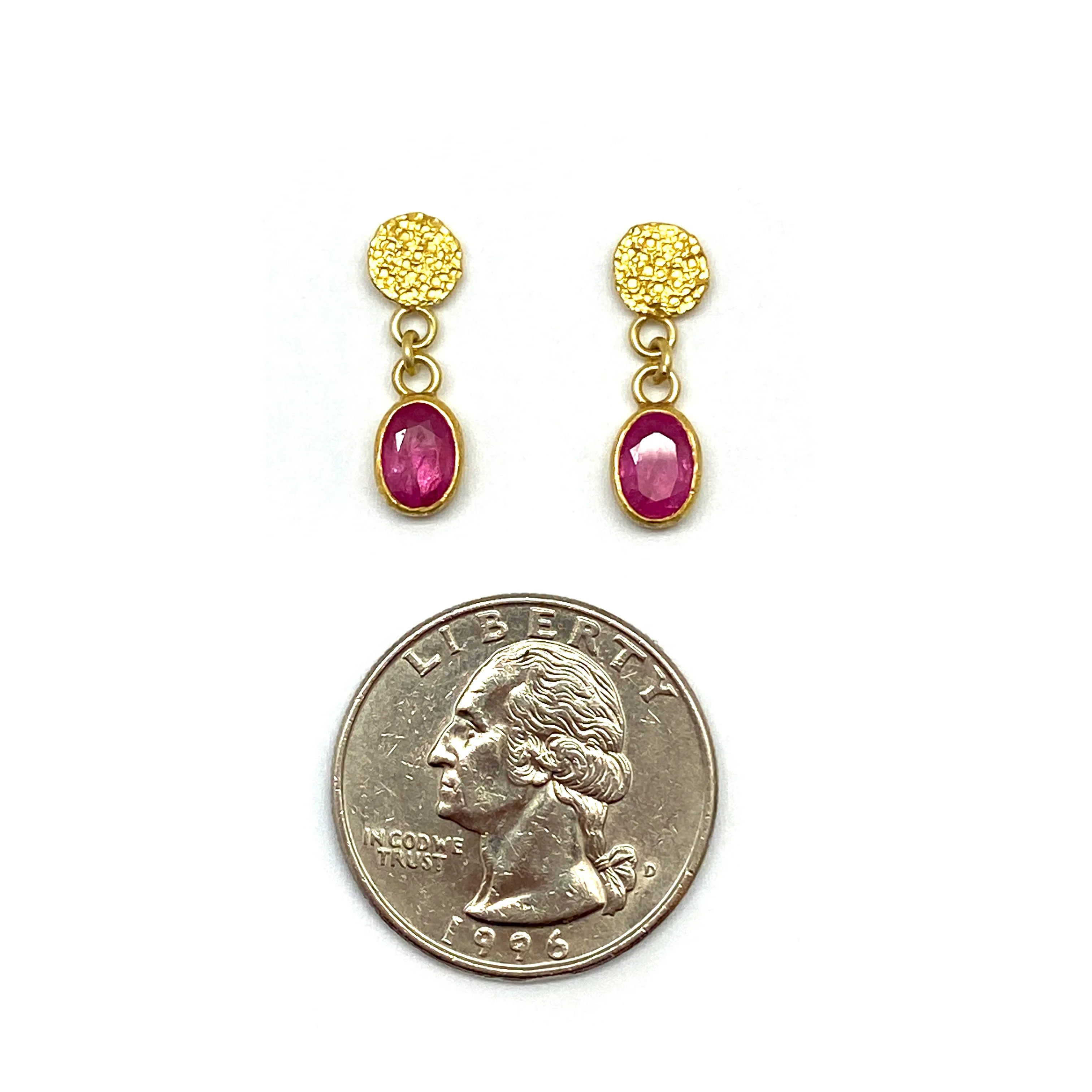Faceted Ruby Drop Stud Earrings