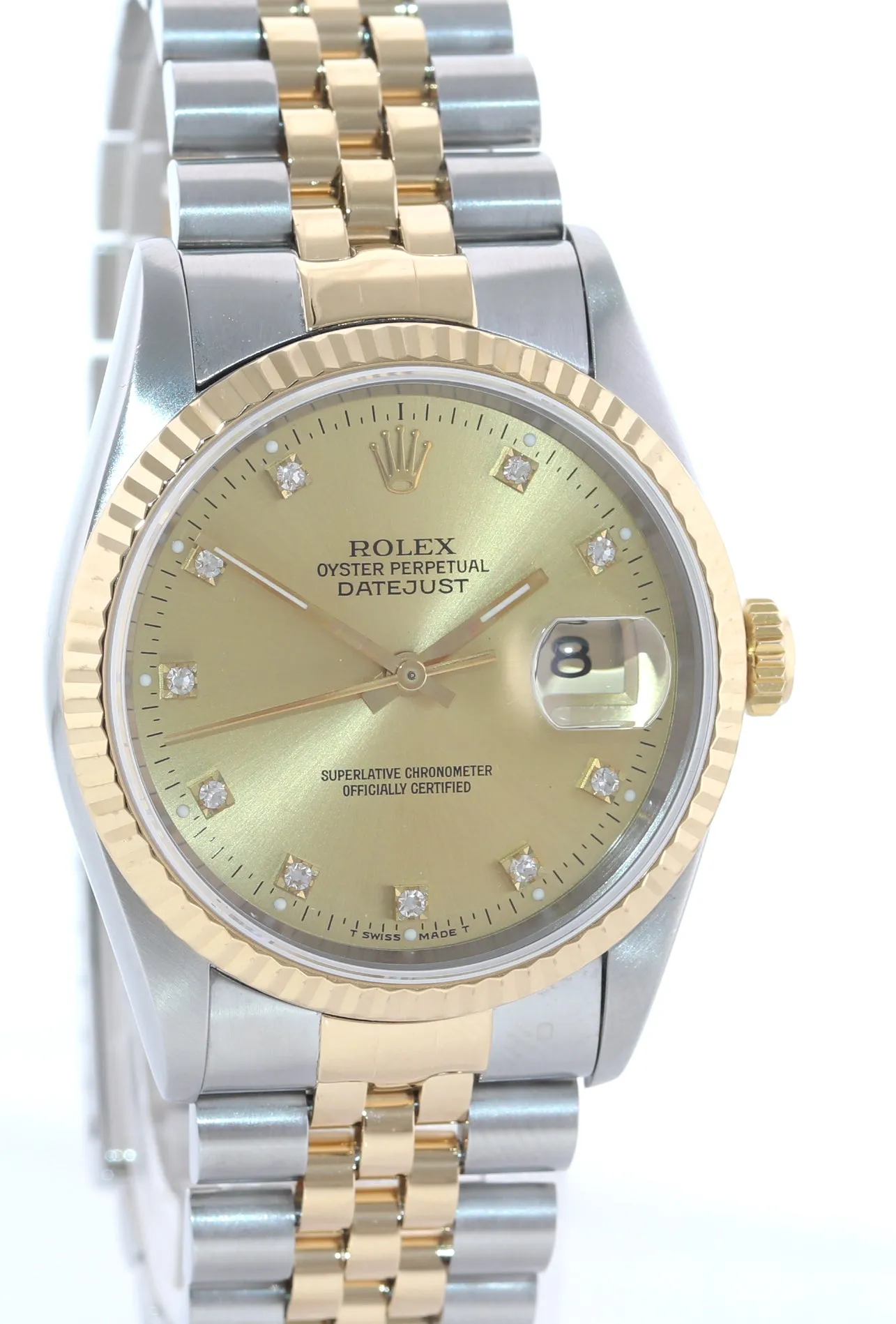 FACTORY DIAMOND Rolex DateJust 36mm 16233 Two Tone 18k Gold Steel Watch Box
