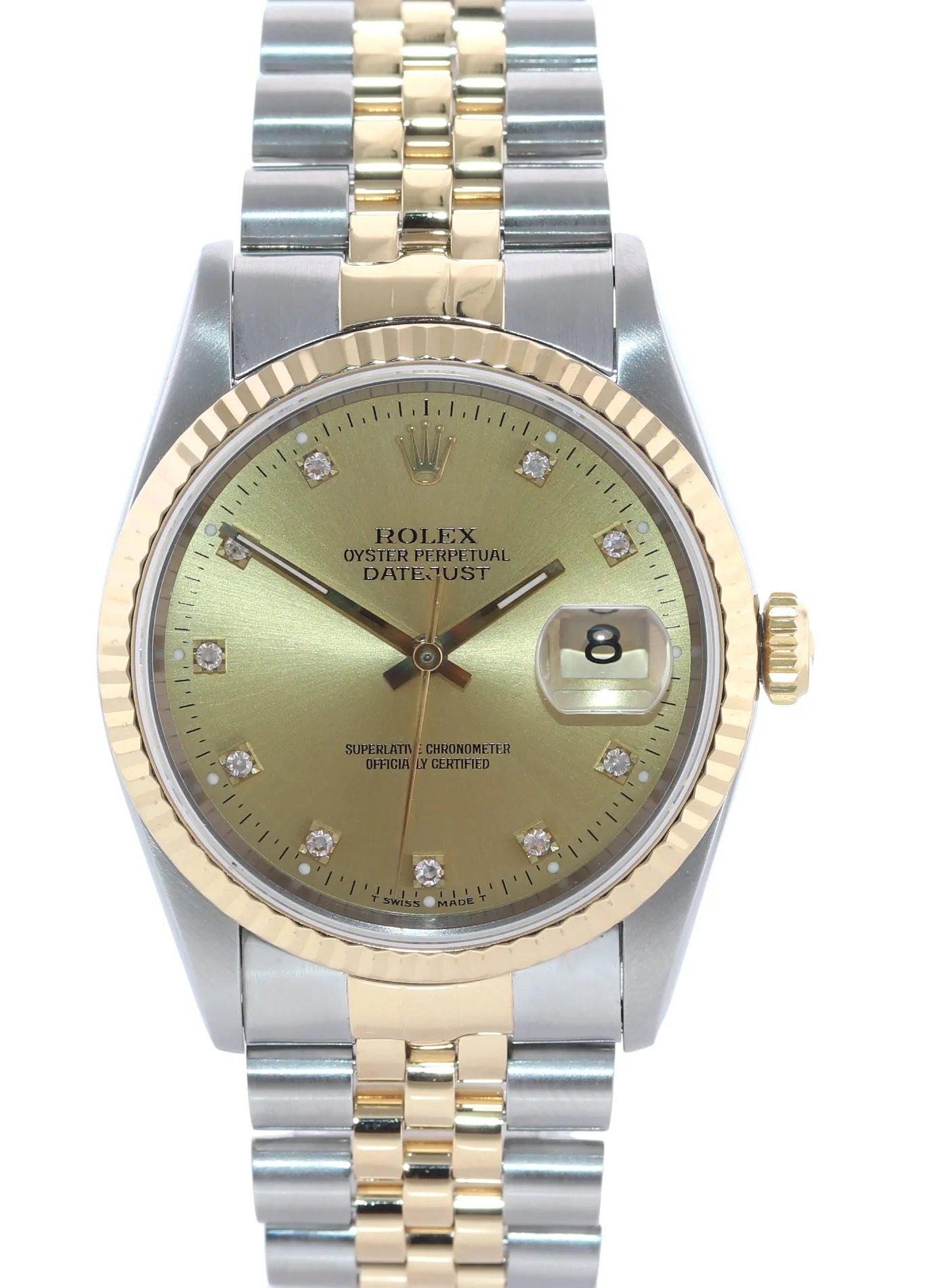 FACTORY DIAMOND Rolex DateJust 36mm 16233 Two Tone 18k Gold Steel Watch Box