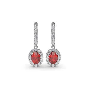 Fana 14k White Gold Dazzling Ruby and Diamond Drop Earrings