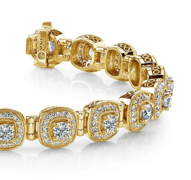 Fanciful Round Diamond Bracelet With Tube Links Lab-Grown Diamond with 4.72 ct.(finished) 1.1mm, 3.4mm