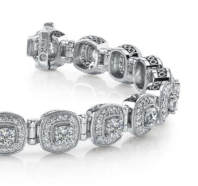 Fanciful Round Diamond Bracelet With Tube Links Lab-Grown Diamond with 4.72 ct.(finished) 1.1mm, 3.4mm