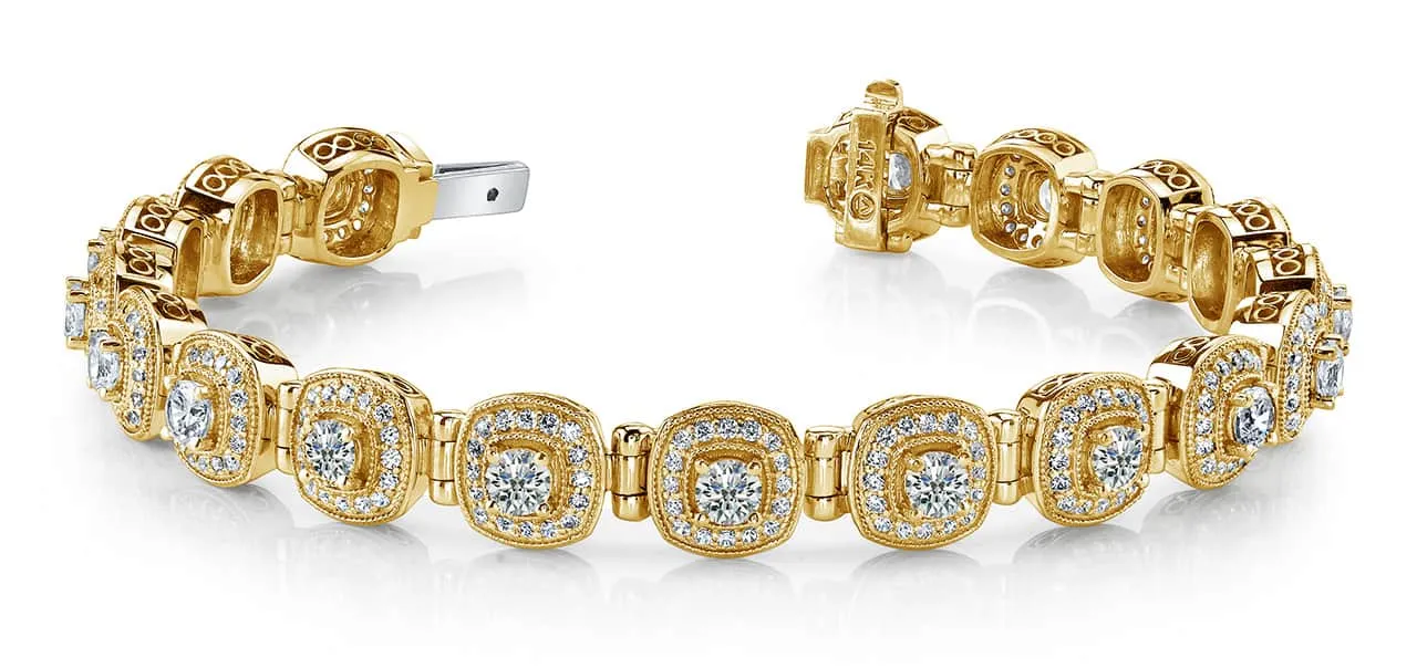 Fanciful Round Diamond Bracelet With Tube Links Lab-Grown Diamond with 4.72 ct.(finished) 1.1mm, 3.4mm
