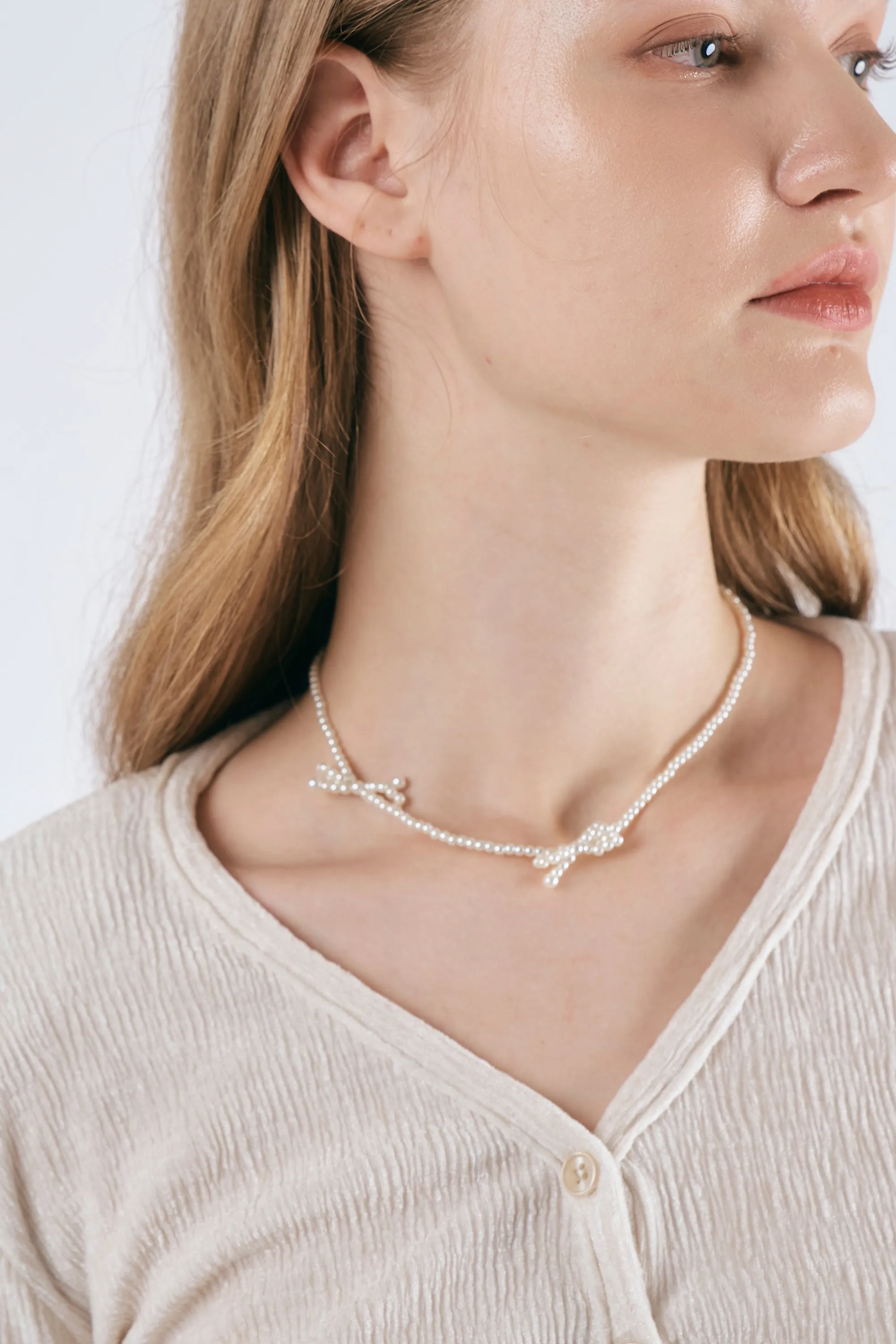 Faux Pearl Bow Necklaces