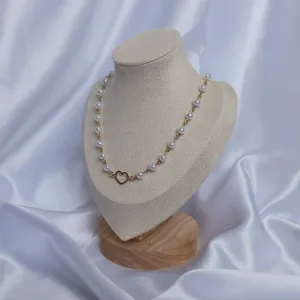 Faux Pearl Heart Necklace - Pear Necklace,Pearl Jewellery,Heart Necklaces In The UK,Bead NecklacesHeart Jewelley In The UK,Gold Necklaces