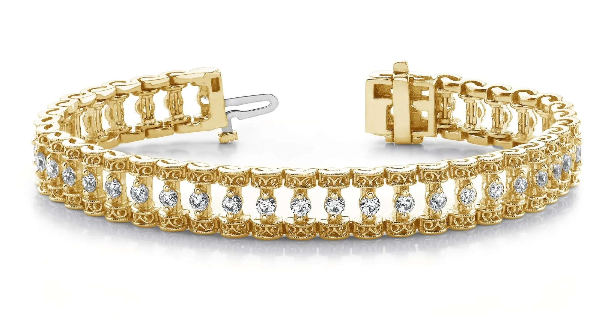 Filigree Diamond Candlestick Diamond Bracelet with 1.09 ct.(finished) 1.7mm