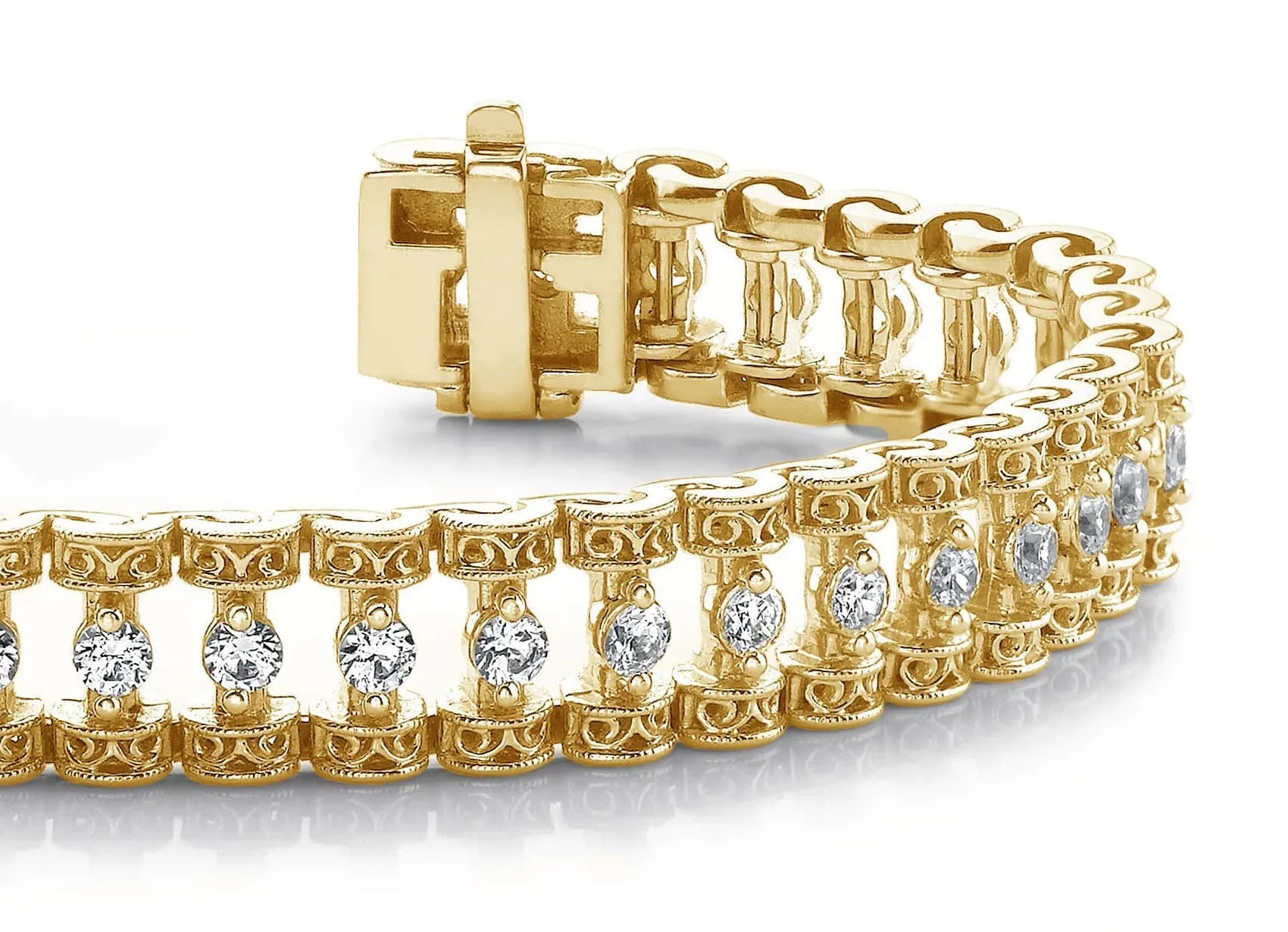 Filigree Diamond Candlestick Diamond Bracelet with 1.09 ct.(finished) 1.7mm