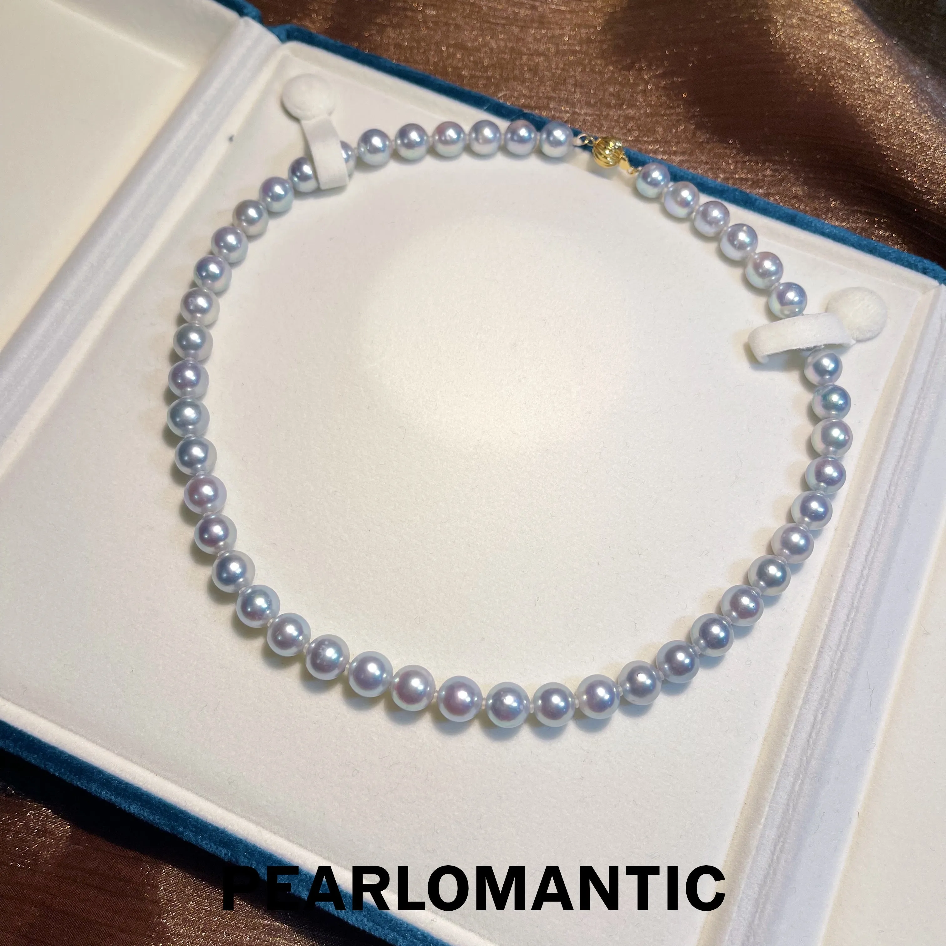 [Fine Jewelry] 18k Gold & Akoya Silver Blue Color Pearl 8.5-9mm Classic Size Necklaces