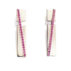 Fiorelli sterling silver imitation ruby bar earrings 32843