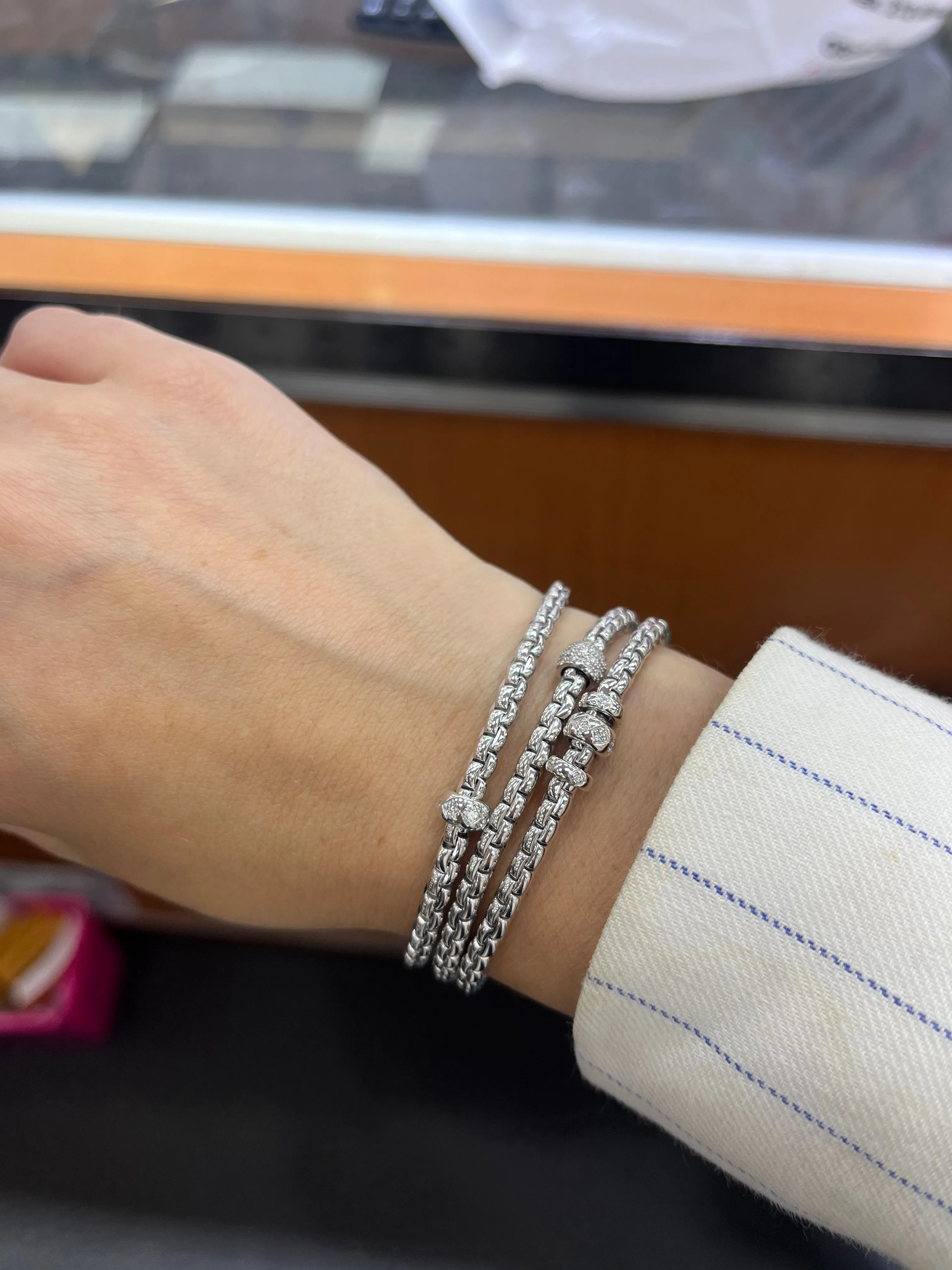 FOPE Rhombus Set Pave Diamond Rondel Bracelet (73101B)