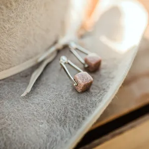 Fossilized Dinosaur Bone & Diamond Earrings
