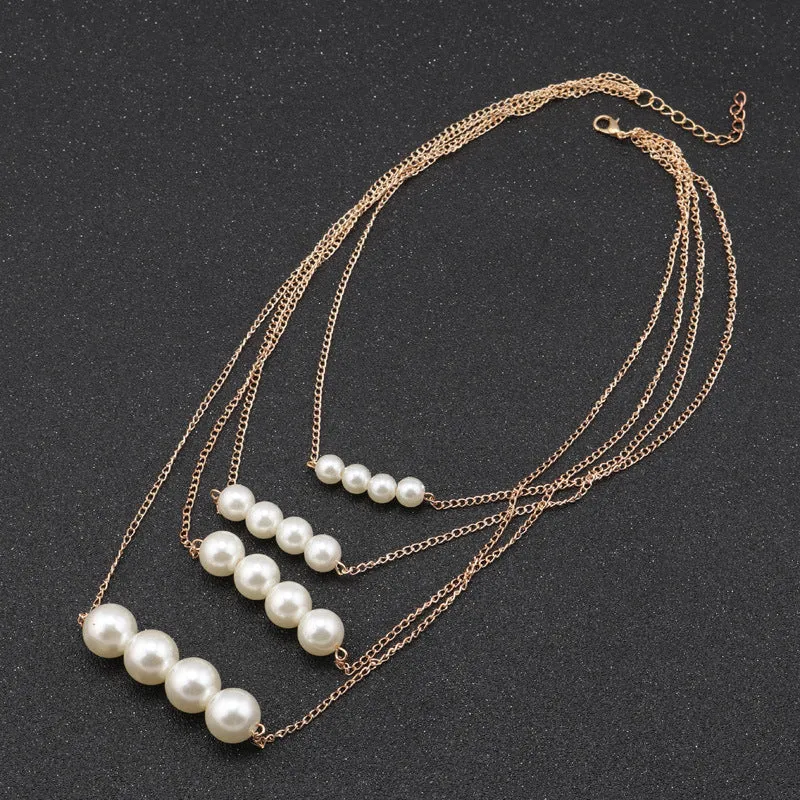 Four Tiered Pearl Necklace