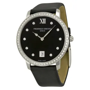 Frederique Constant Slim Line Black Dial Diamond Ladies Watch FC-220B4SD36