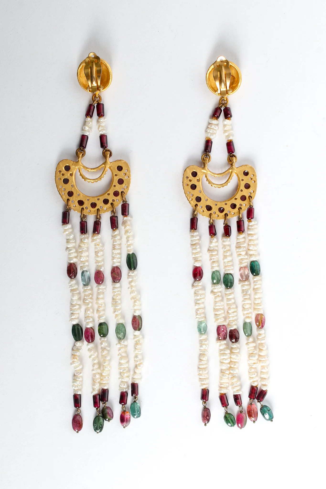 Glass Bead Pearl Chandelier Earrings