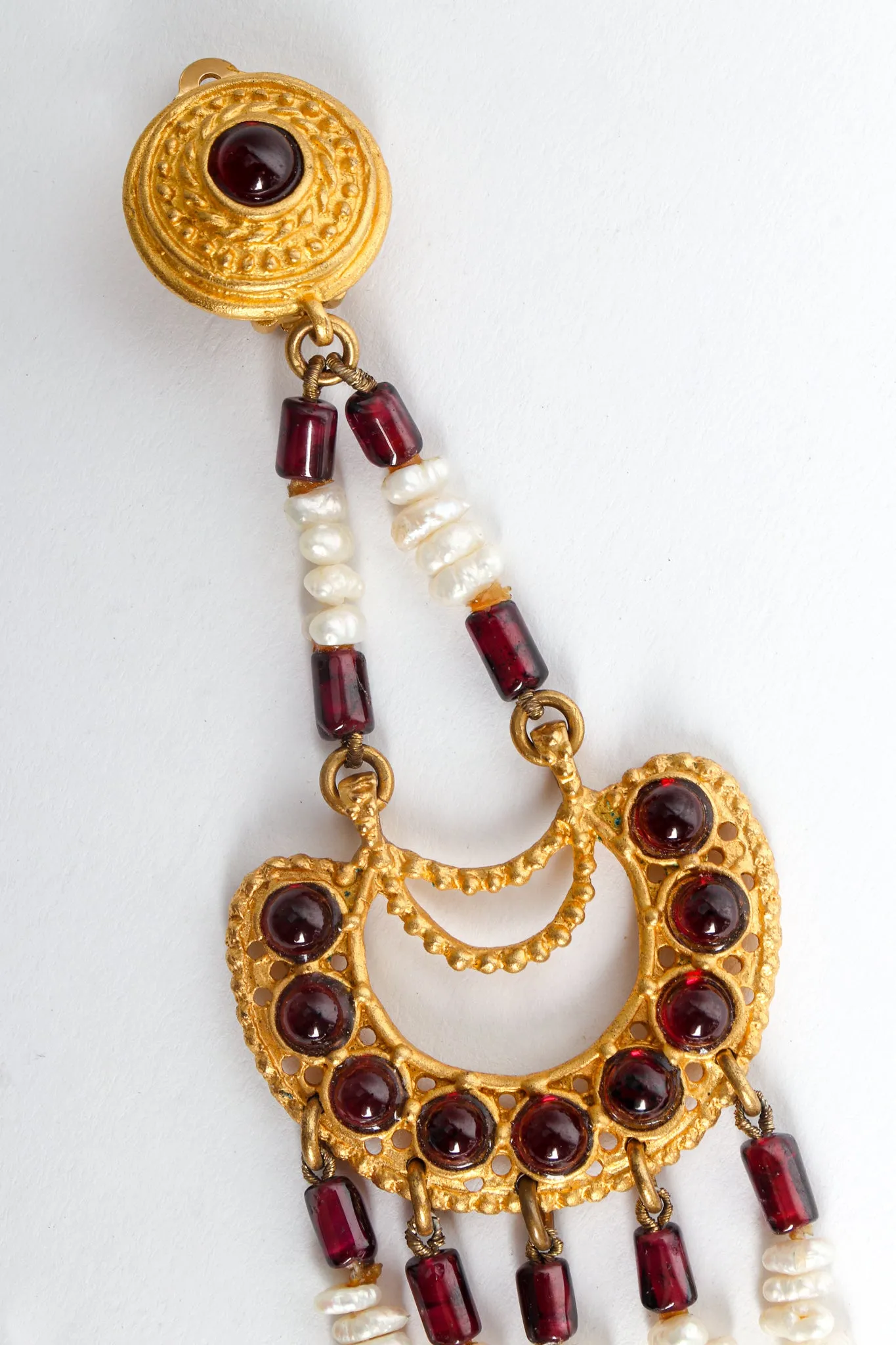 Glass Bead Pearl Chandelier Earrings