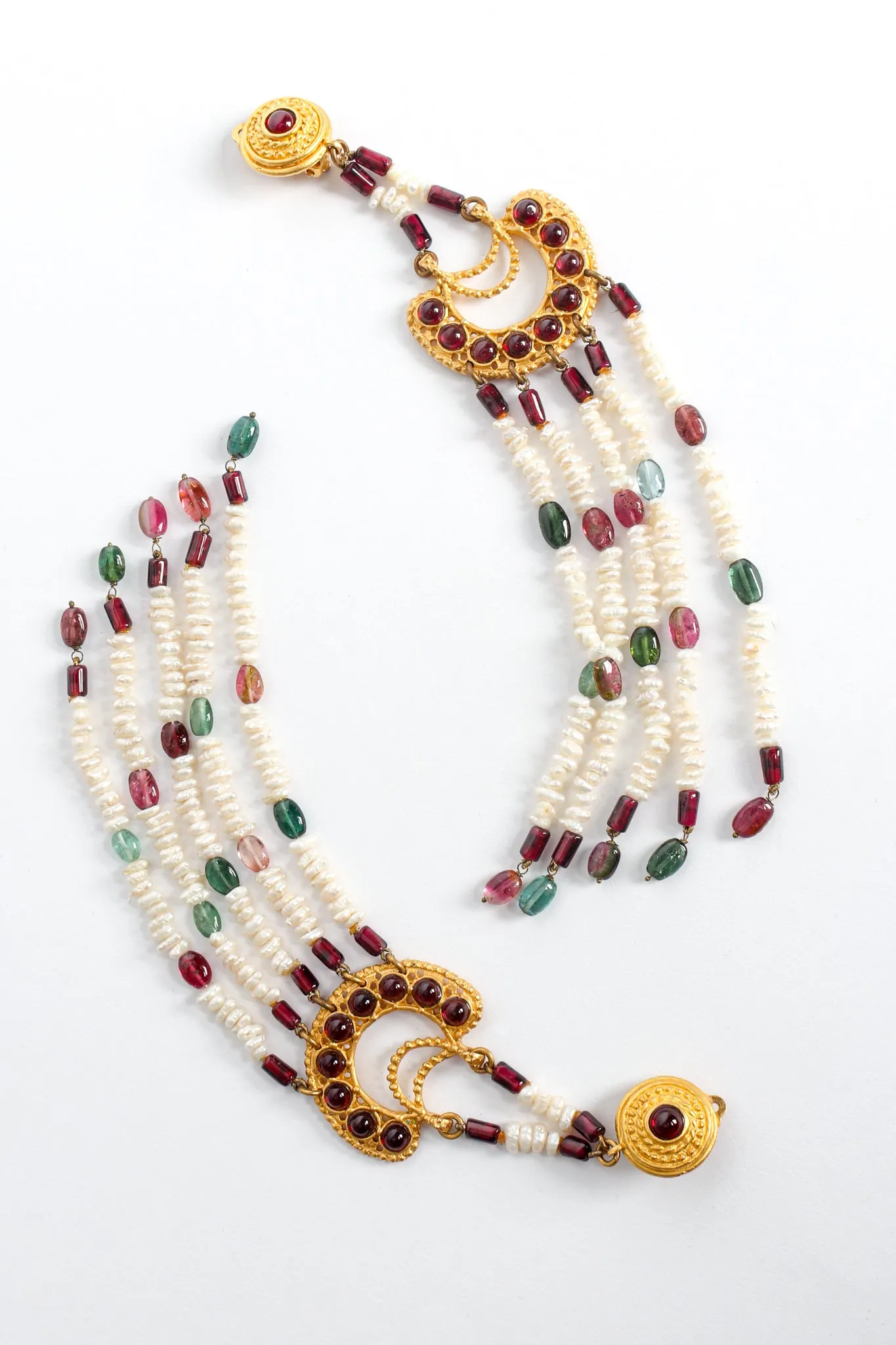 Glass Bead Pearl Chandelier Earrings