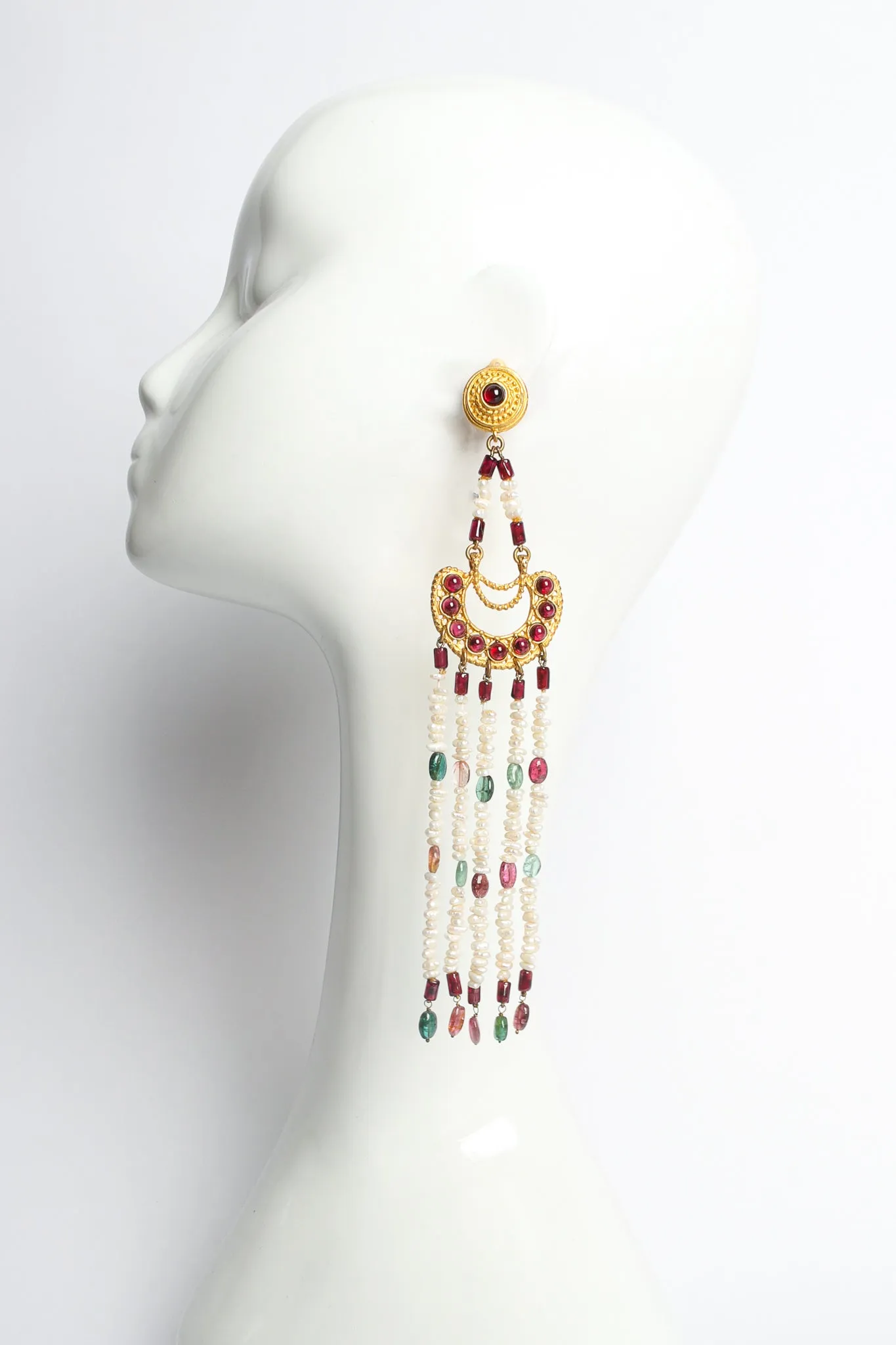 Glass Bead Pearl Chandelier Earrings