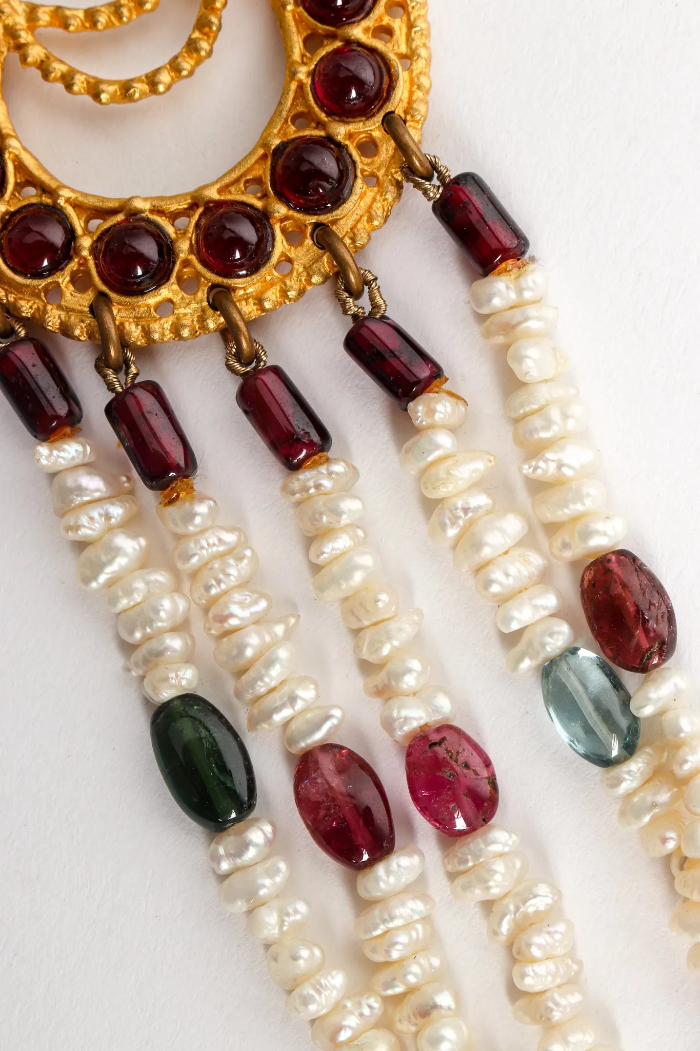 Glass Bead Pearl Chandelier Earrings