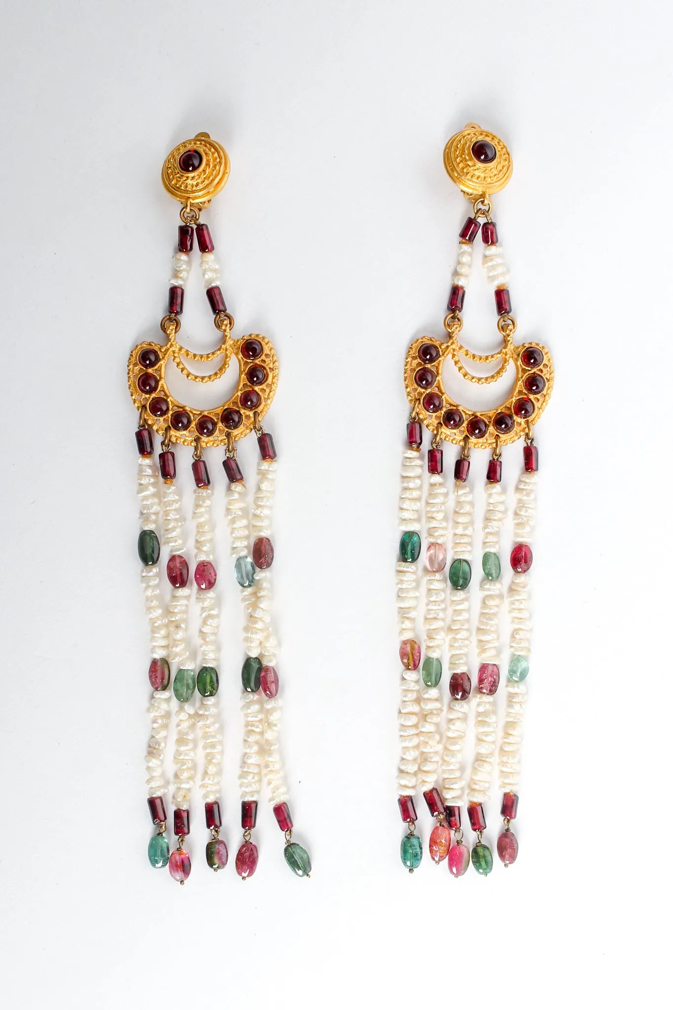 Glass Bead Pearl Chandelier Earrings