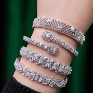 GODKI Trendy Luxury Stackable Bangle Cuff For Women Wedding Full Cubic Zircon Crystal CZ Dubai  Bracelet Party Jewelry2019