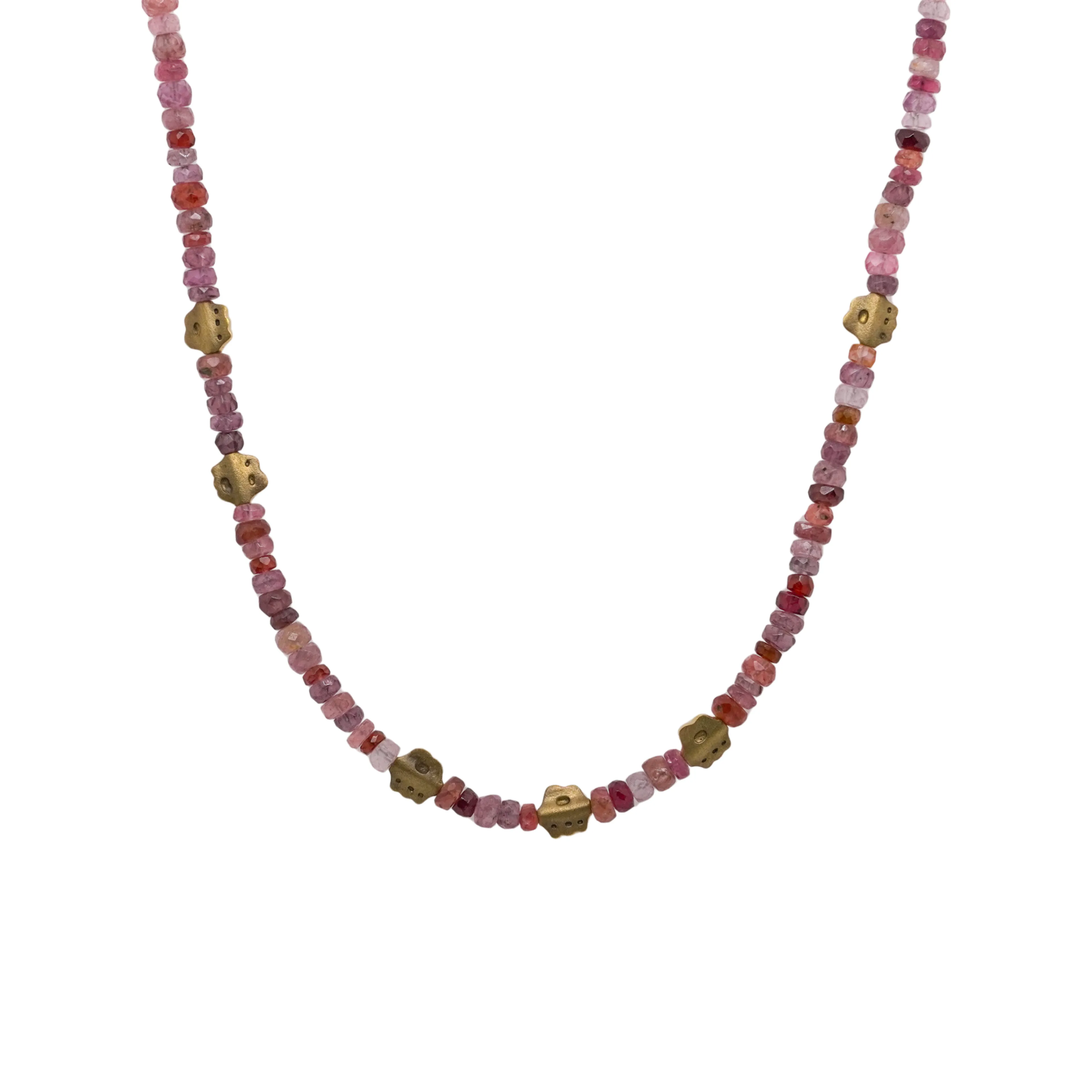 Gold and Pink Sapphire “Flora” Bead Necklace