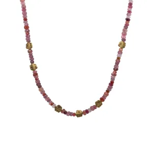 Gold and Pink Sapphire “Flora” Bead Necklace
