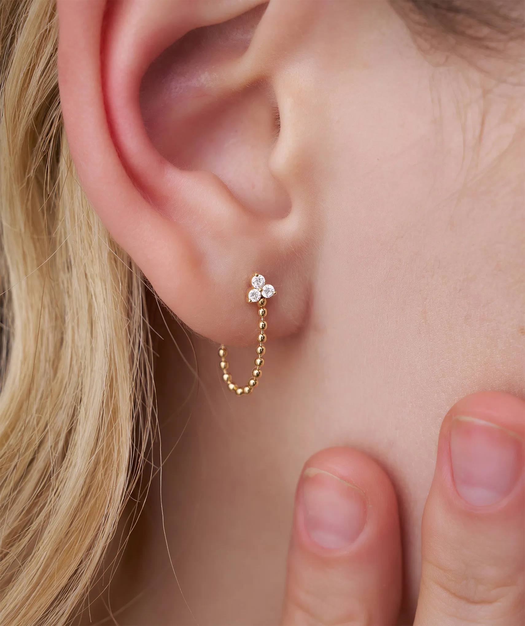 Gold Bead Chain Earrings