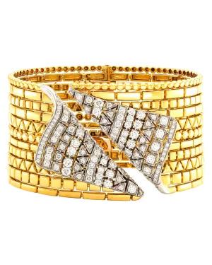 Gold Open Book Diamond Cuff
