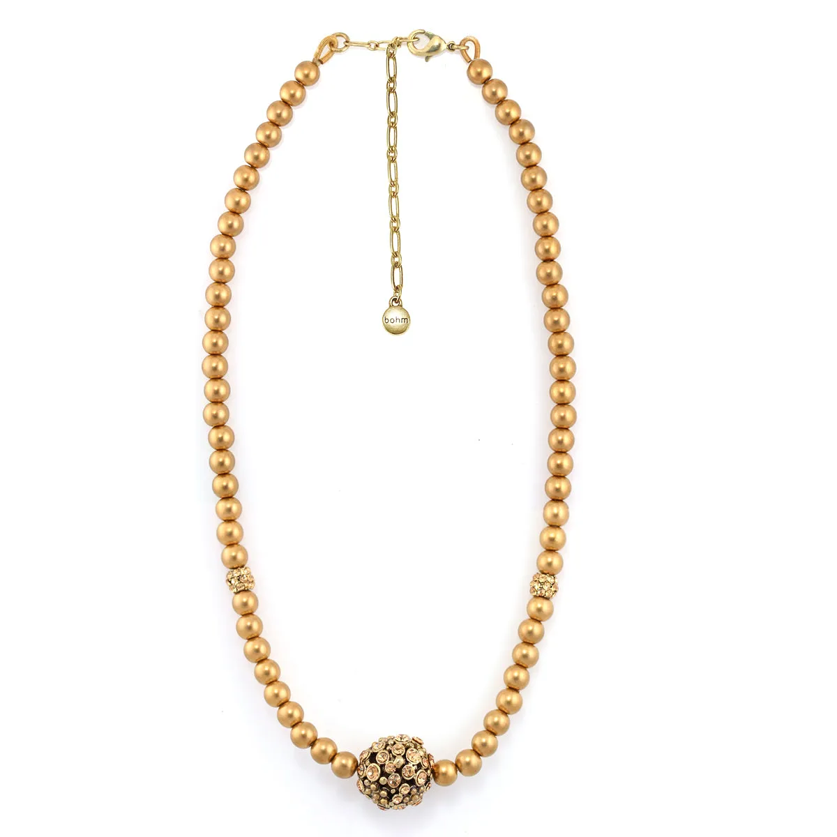 GOLD PEARL AND CRYSTAL PAVE BALL CRYSTAL NECKLACES #253GD1101 (2A7)