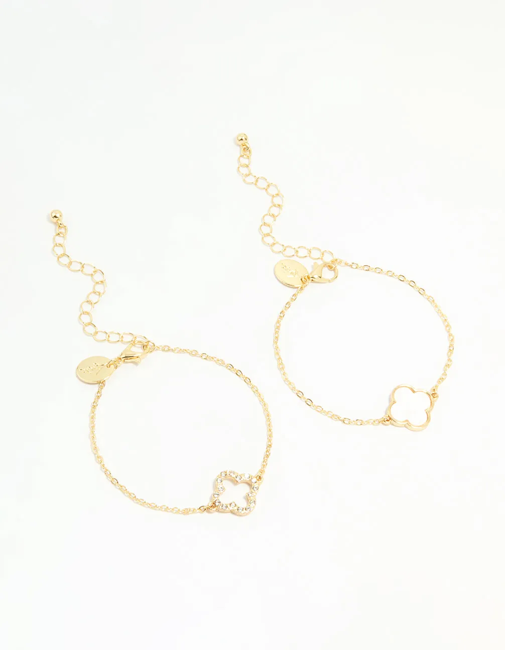Gold Plated Flower Bracelets 2-Pack