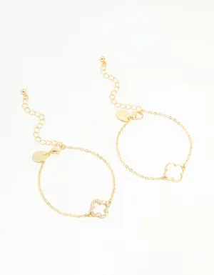 Gold Plated Flower Bracelets 2-Pack