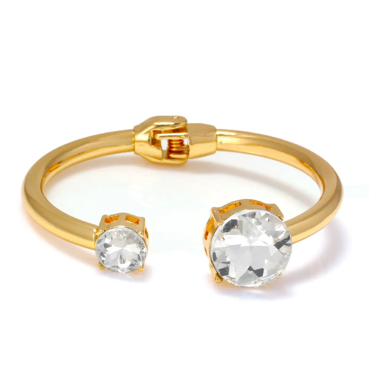 GOLD WHITE CRYSTAL HINGED  BRACELETS #HNB84373GDCR (EH5)