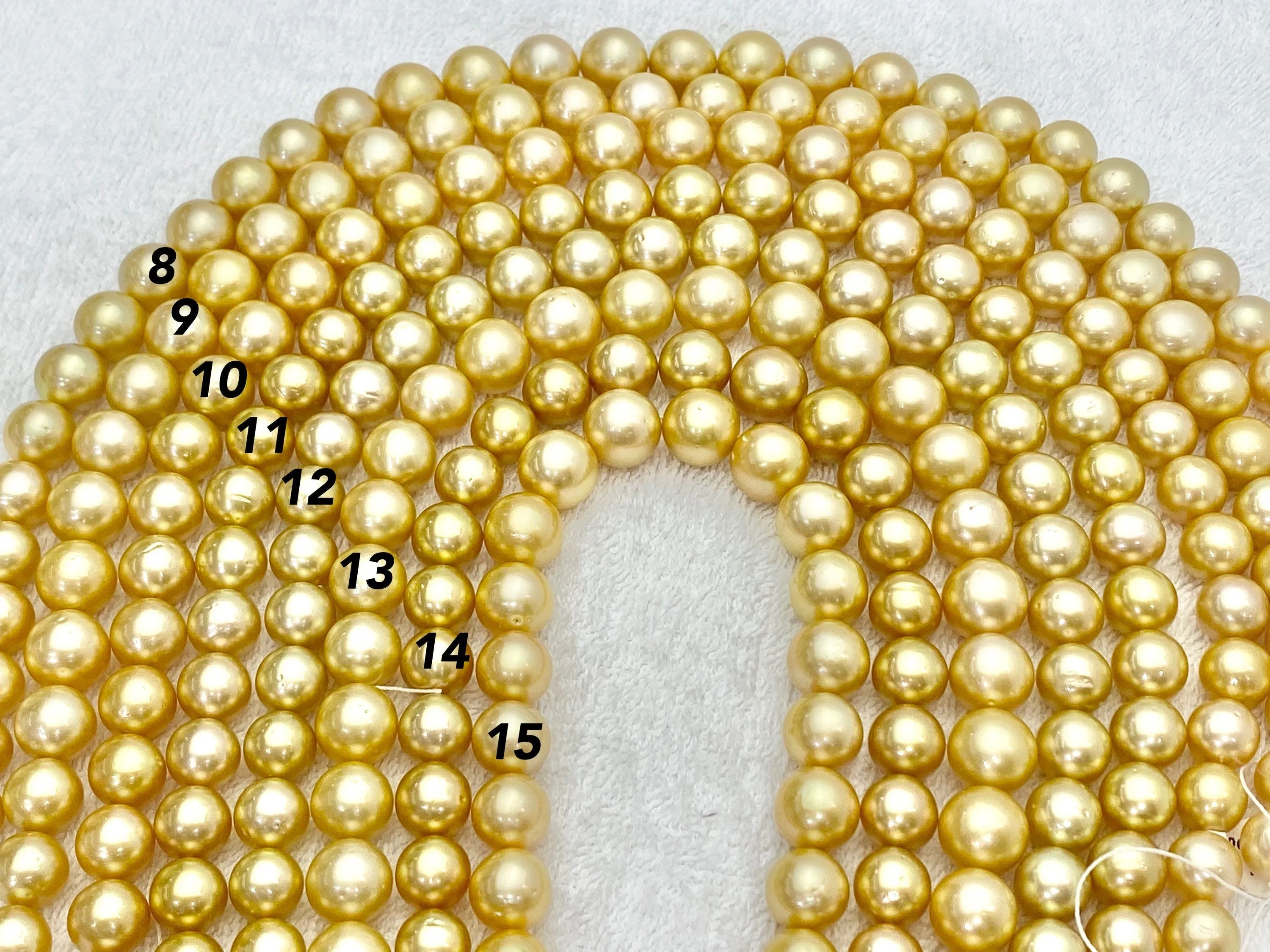 Golden south sea pearl strands, 100% Natural Colors, golden pearls, round pearls (924)