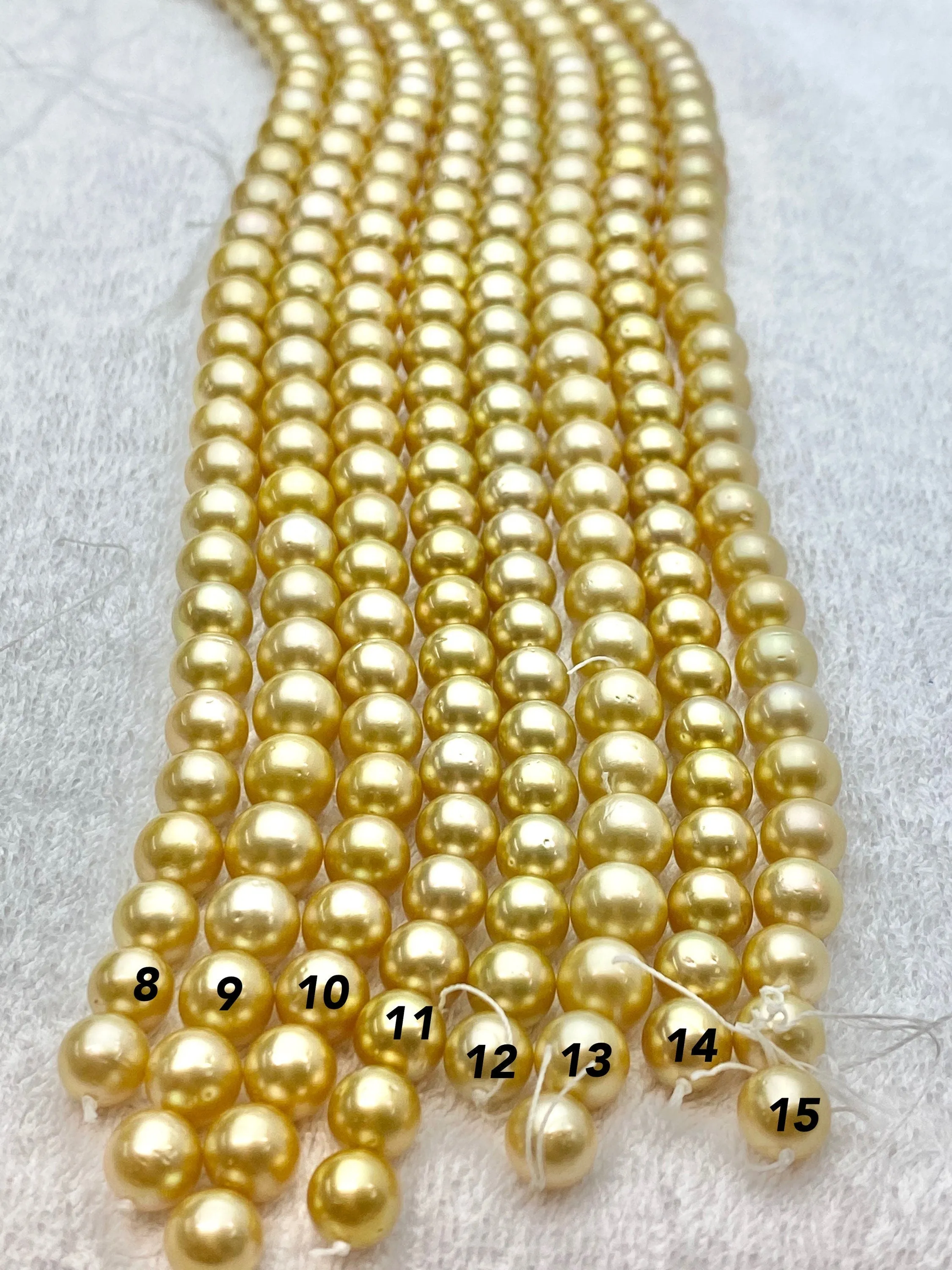 Golden south sea pearl strands, 100% Natural Colors, golden pearls, round pearls (924)