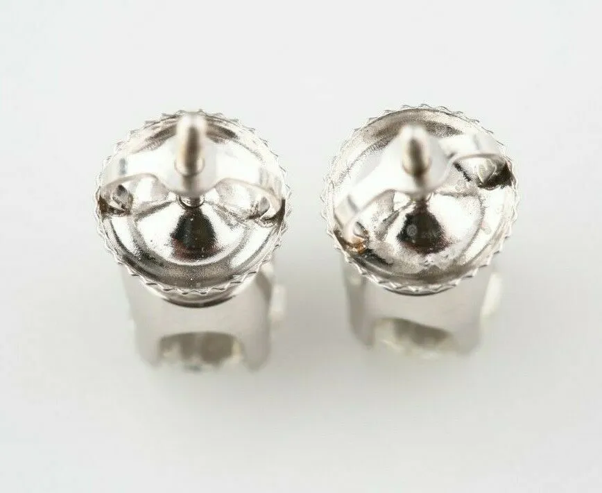 Gorgeous 0.94 Ct Round Diamond Solitaire Earrings in 14k White Gold G SI1
