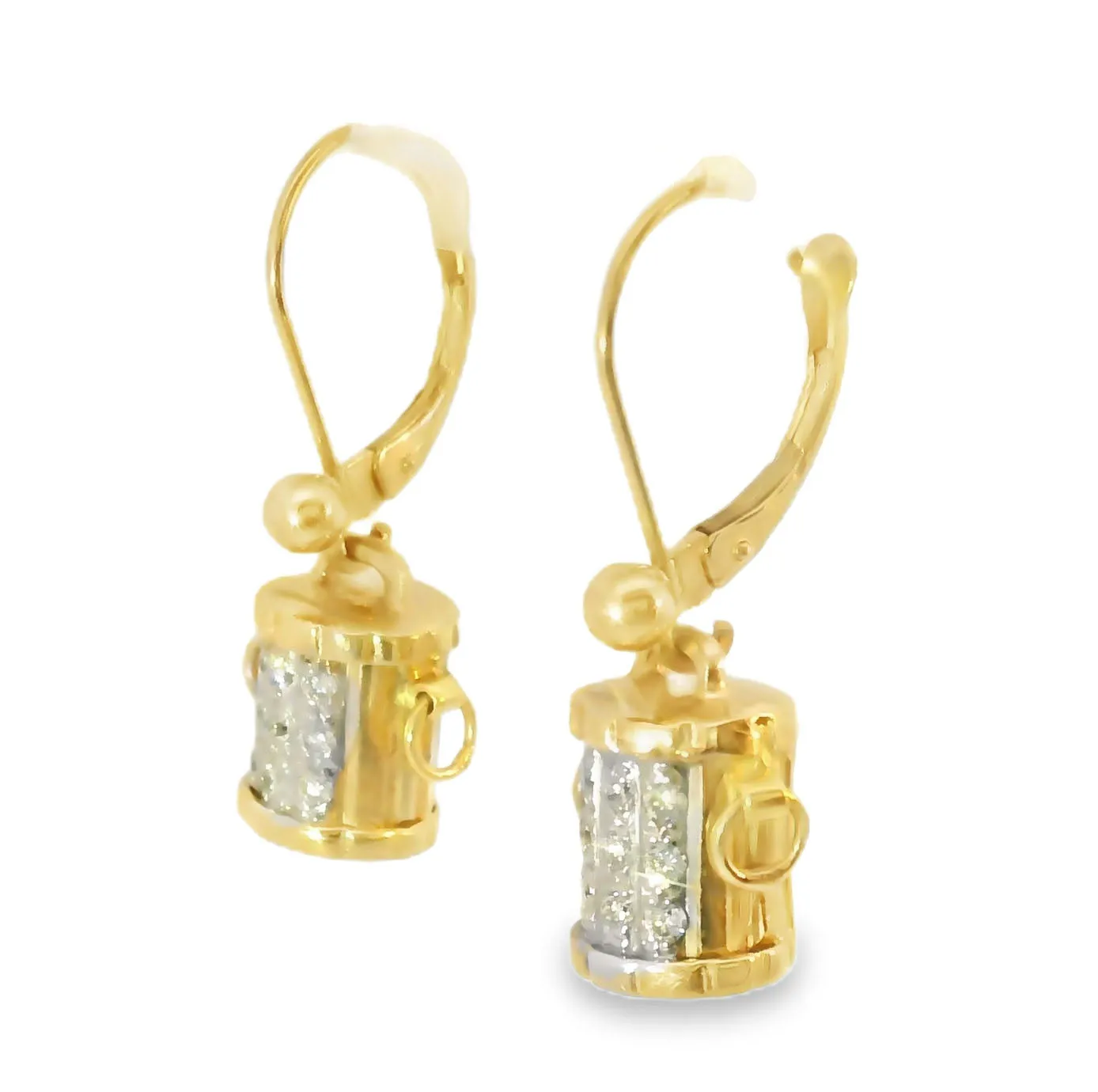 Gorgeous Estate 14K Yellow Gold Diamond Bucket Earrings