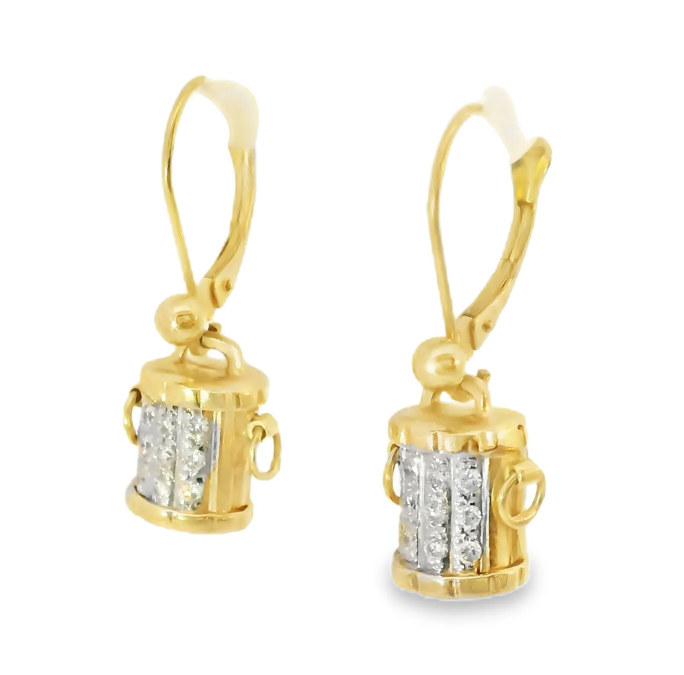 Gorgeous Estate 14K Yellow Gold Diamond Bucket Earrings