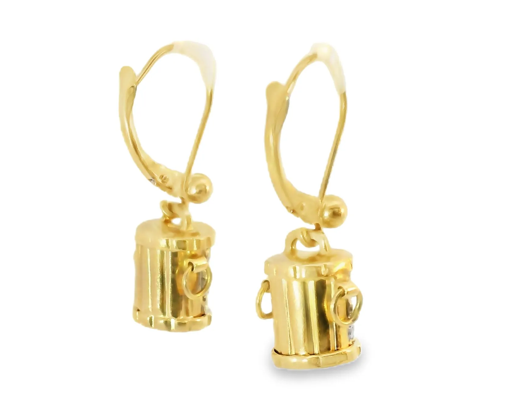 Gorgeous Estate 14K Yellow Gold Diamond Bucket Earrings