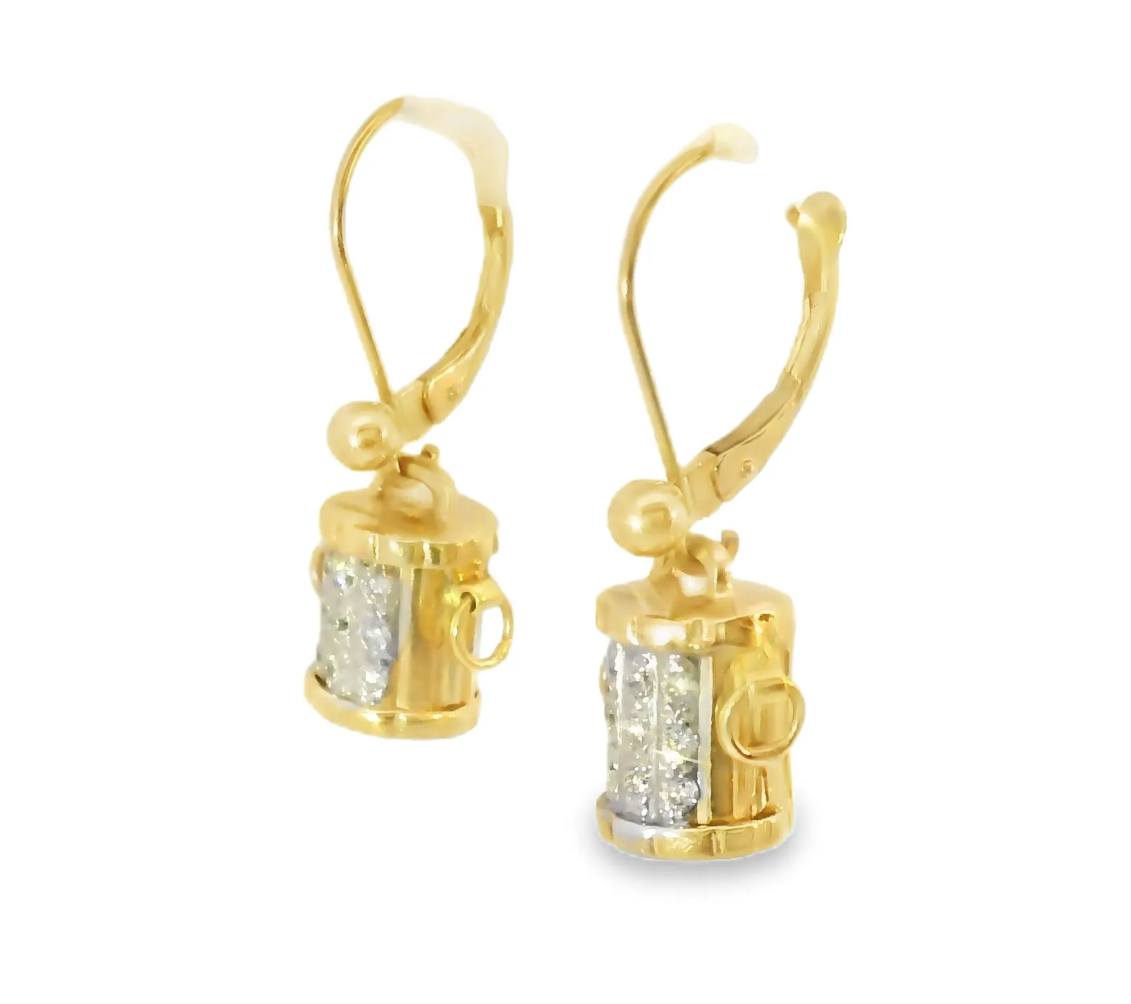 Gorgeous Estate 14K Yellow Gold Diamond Bucket Earrings