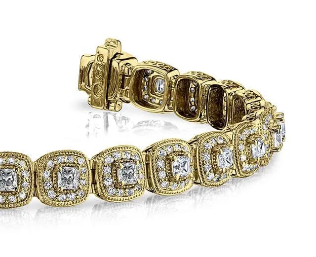 Grand Princess Cut Diamond Bracelet with 4.45 ct.(finished) 1.1mm, 2.5mm