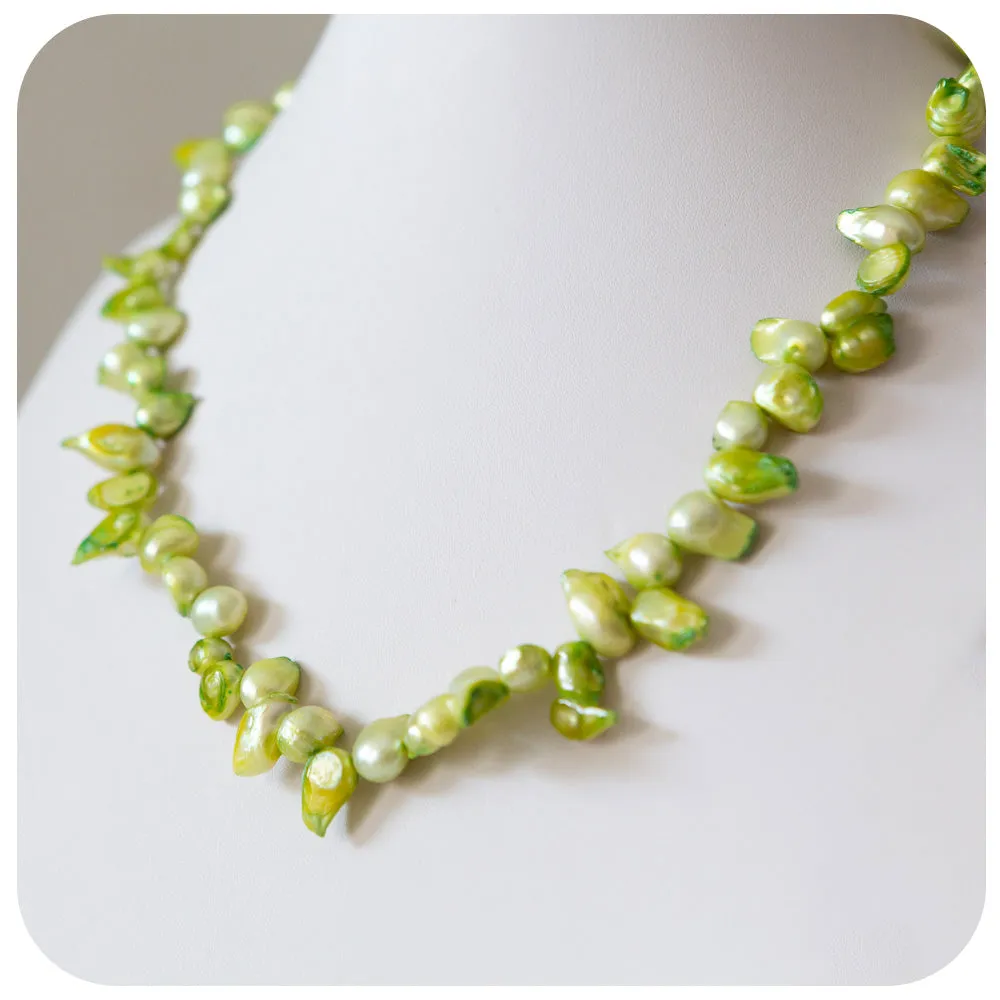 Green Blister Fresh Water Pearl Necklace - 50cm
