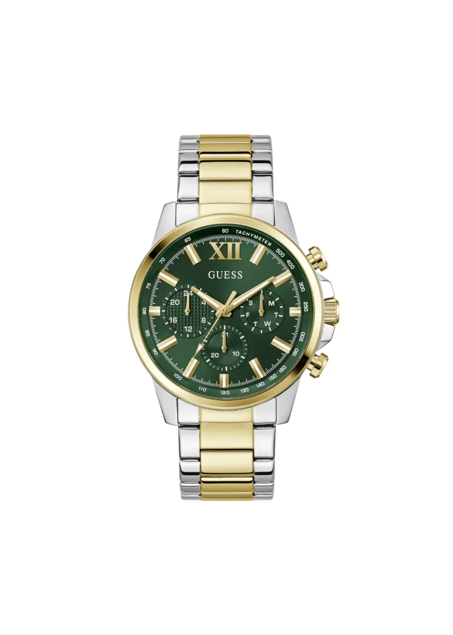 GUESS WATCHES 2 Tone Multi Function Watch - Gold/Silver/Green