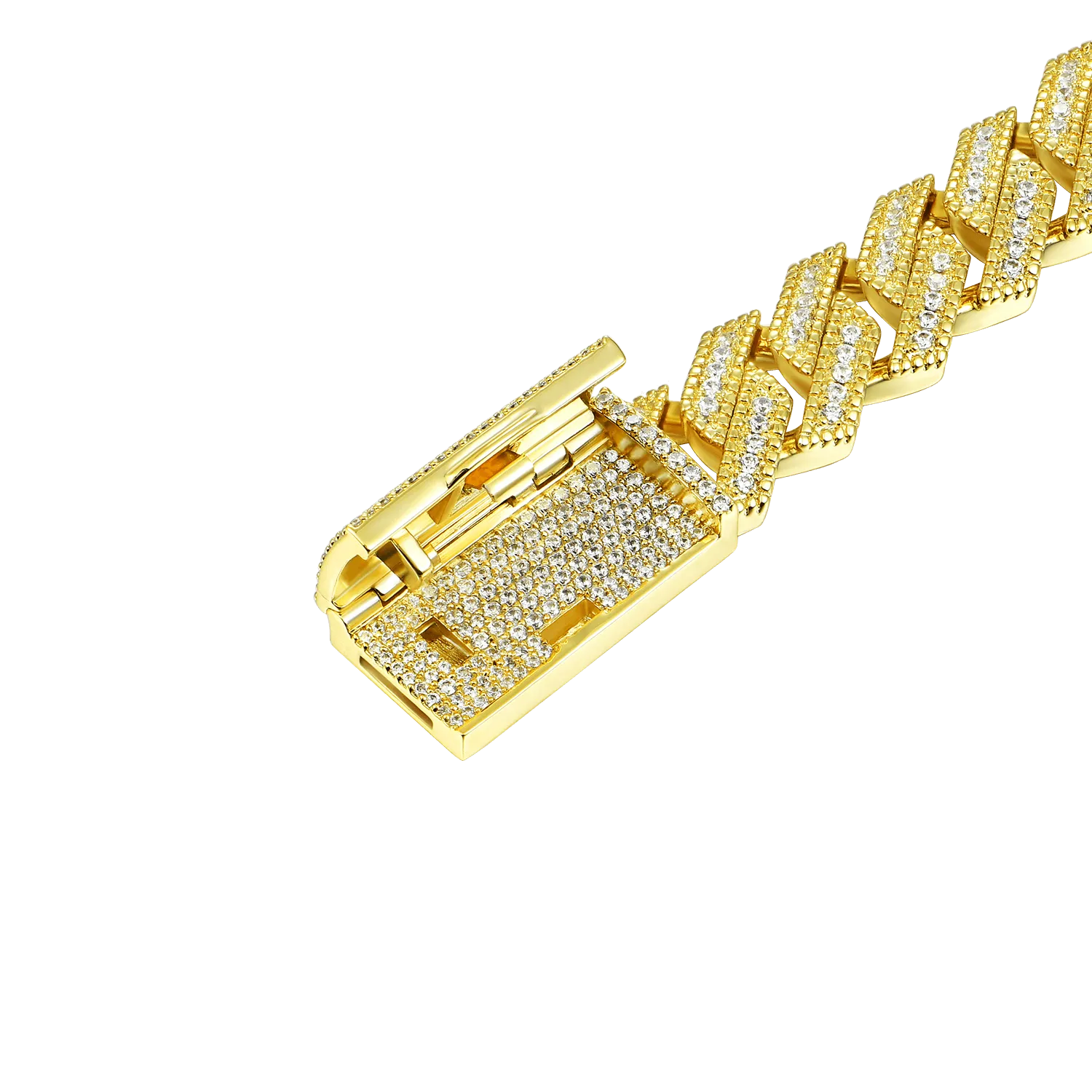 Halo Round Cut Prong Cuban Link Bracelet - 12mm