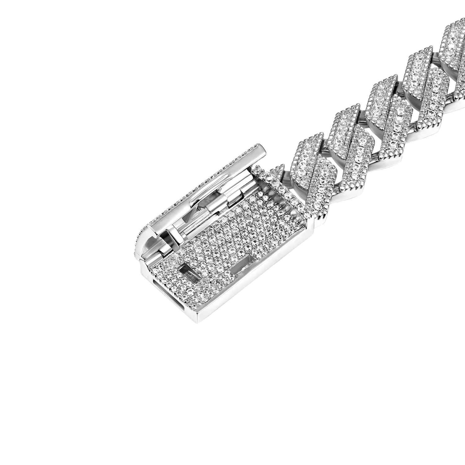 Halo Round Cut Prong Cuban Link Bracelet - 12mm