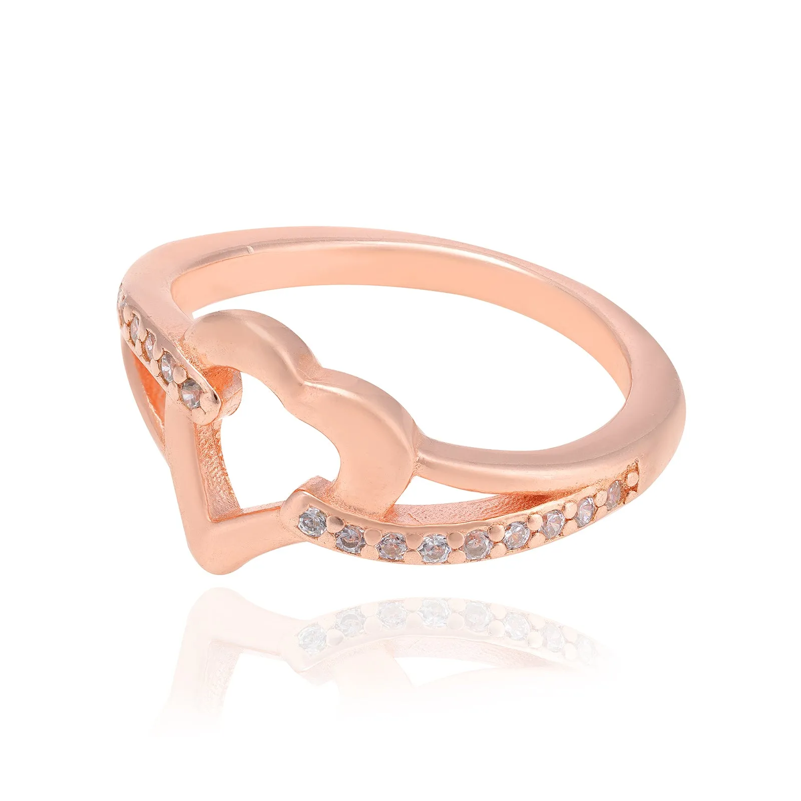 Heart Centered Rose Gold Plated 925 Side Grip Rings